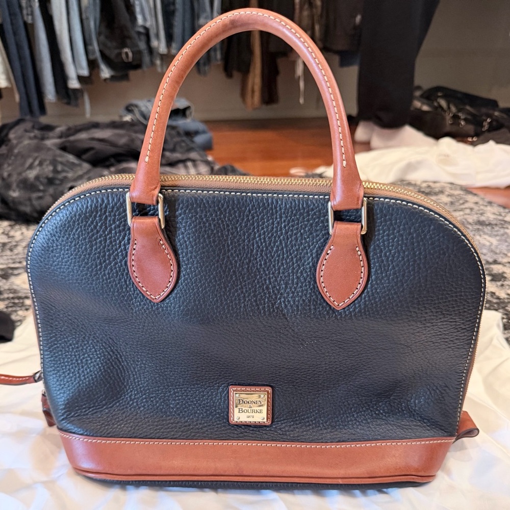 Dooney & Bourke Black and Tan Satchel